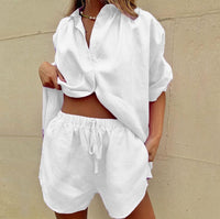 Leinen Set Damen zweiteilig | lockerer Schnitt | atmungsaktiv | weite Hose | Shirt-Luzern Mode