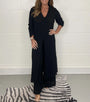 Weite Hose mit Gummibund | taillierte Bluse | luftiges Set | bequem | vielseitig kombinierbar-Schwarz-S-Luzern Mode
