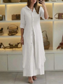 Damen Leinen Set Sommer | Zweiteilig | Luftig | Weite Hose | Knopftop | Casual-Weiß-S-Luzern Mode
