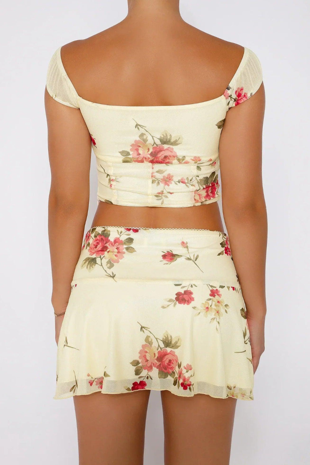 Sommer Set Damen | Blumentop und Rock | Zweiteilig | Strand | Luftig | Feminin-Luzern Mode