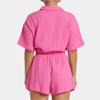 Sommer Set Damen | Hemd und Shorts | Luftig | Bequem | Zweiteilig | Freizeit-Luzern Mode