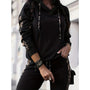 Damen Sportset | Zweiteilig | Hoodie | Hose | Lässig | Elastisch-Schwarz-S-Luzern Mode