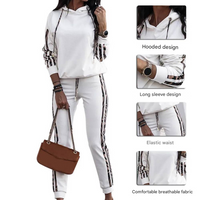 Damen Sportset | Zweiteilig | Hoodie | Hose | Lässig | Elastisch-Luzern Mode
