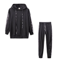 Damen Sportset | Zweiteilig | Hoodie | Hose | Lässig | Elastisch-Luzern Mode