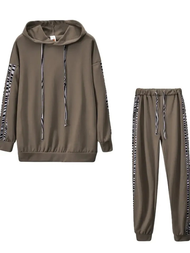 Damen Sportset | Zweiteilig | Hoodie | Hose | Lässig | Elastisch-Luzern Mode