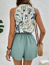 Zweiteiliges Set | lockere Bluse | elastischer Bund | tropisches Muster | weich | luftig-Luzern Mode