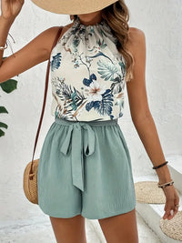 Zweiteiliges Set | lockere Bluse | elastischer Bund | tropisches Muster | weich | luftig-S-Luzern Mode
