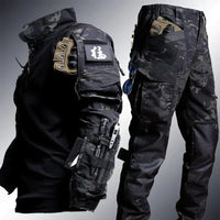 Taktische Outdoor-Kleidung Set für Herren - Camouflage Design-Schwarz-S-Luzern Mode