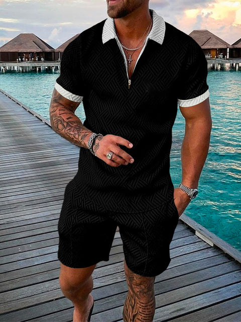 Zweiteiliges Herren Sommer Outfit mit Polo und Shorts – Damon