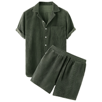 Sommer Set Herren | Velours Shorts und Shirt | Zweiteilig | Leicht | Bequem-Grün-Luzern Mode