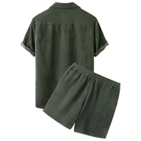 Sommer Set Herren | Velours Shorts und Shirt | Zweiteilig | Leicht | Bequem-Luzern Mode