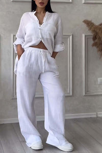 Zweiteiliges Leinen Damen Sommeroutfit – Alina