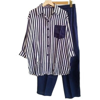 Leinen Set Damen zweiteilig | lockeres Shirt | weite Hose | atmungsaktiv | leicht-Blau-S-Luzern Mode