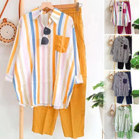 Leinen Set Damen zweiteilig | lockeres Shirt | weite Hose | atmungsaktiv | leicht-Luzern Mode