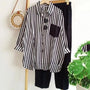 Leinen Set Damen zweiteilig | lockeres Shirt | weite Hose | atmungsaktiv | leicht-Schwarz-S-Luzern Mode