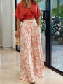 Damen Sommer-Set | Hose | Bluse | Print | Locker | Knopfleiste-Rot-S-Luzern Mode