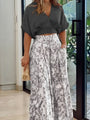 Damen Sommer-Set | Hose | Bluse | Print | Locker | Knopfleiste-Schwarz-S-Luzern Mode