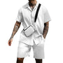 Sommer Set Herren zweiteilig | Hemd Shorts | Atmungsaktiv bequem | Freizeit Look-Weiß-S-Luzern Mode
