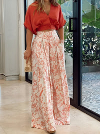 Damen Zomerset | Locker fallend | Bluse | Hose | 2-teilig | Luftig-Rot-S-Luzern Mode