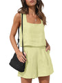 Trendiges Sommer-Zweiteiler Outfit | Stilvolle Jacke & Shorts | Damen Look-Gelb-S-Luzern Mode