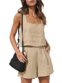 Trendiges Sommer-Zweiteiler Outfit | Stilvolle Jacke & Shorts | Damen Look-Khaki-S-Luzern Mode