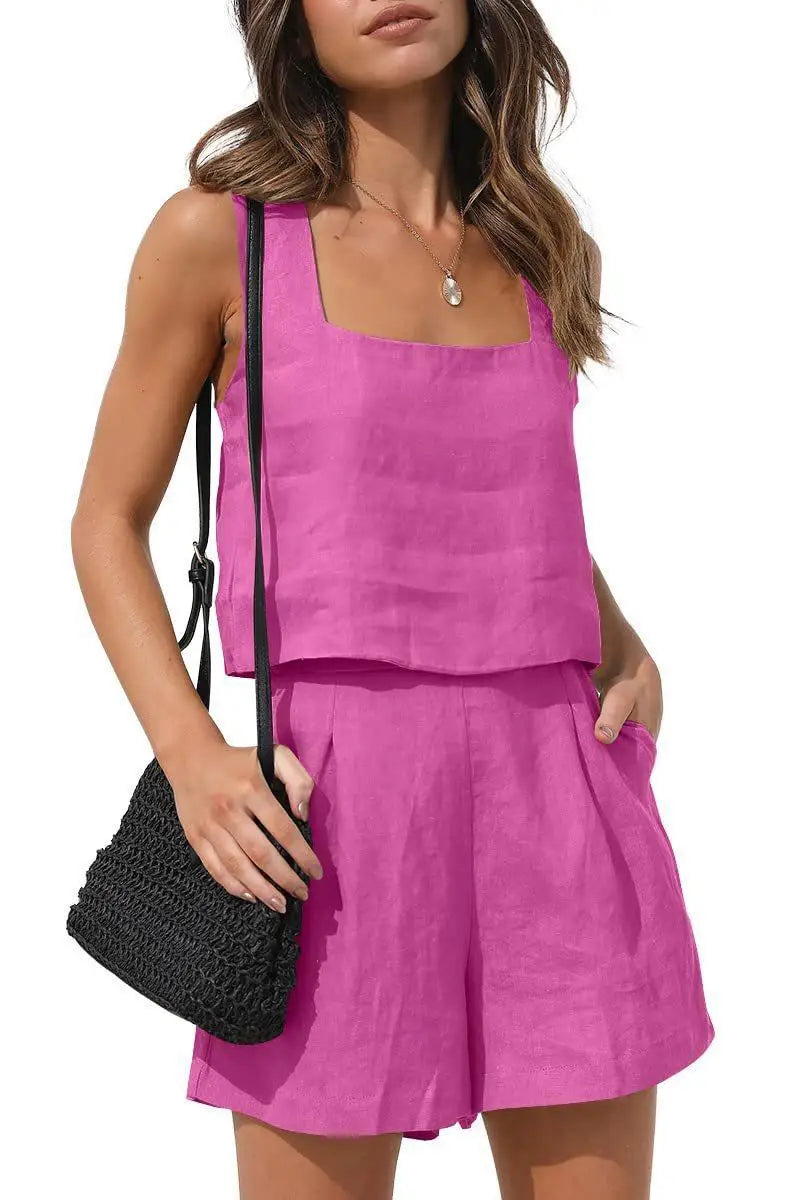 Trendiges Sommer-Zweiteiler Outfit | Stilvolle Jacke & Shorts | Damen Look-Rosa-S-Luzern Mode