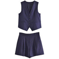 Zweiteiler Damen Sommer | Vintage Set Top Shorts | Leicht bequem | Freizeitlook-Luzern Mode